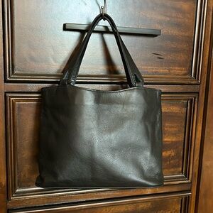 Black leather small tote